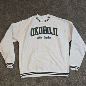 Vintage Champion Mens Okoboji The Lake Reverse Weave 90" Crewneck Pullover Sz L